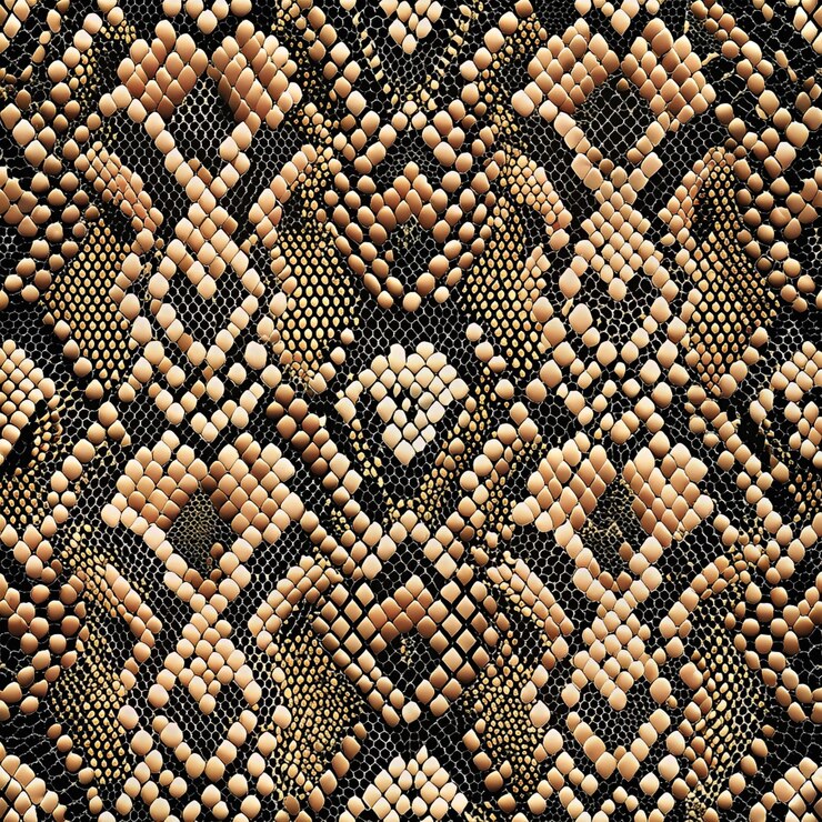 PSD snake skin woven fabric with a pattern of yellow and brown flowers