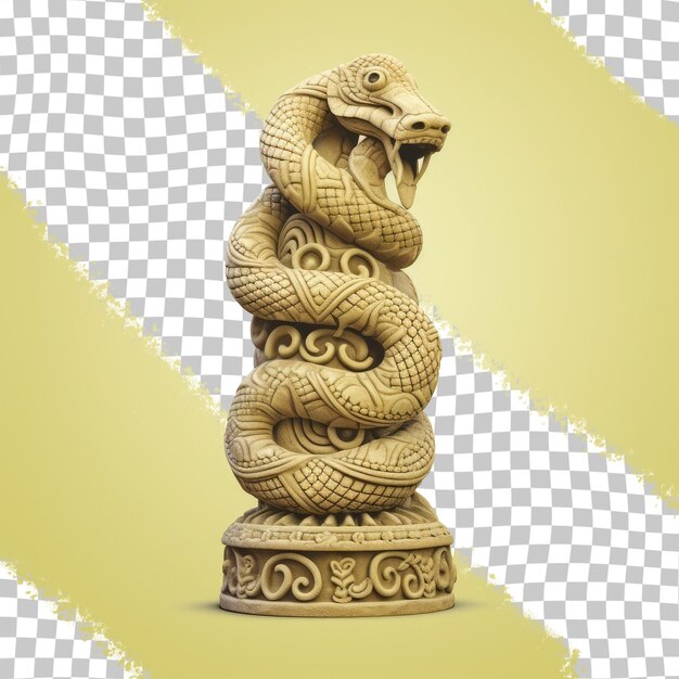 PSD snake stone carving from khmer sculpture displayed against a transparent background