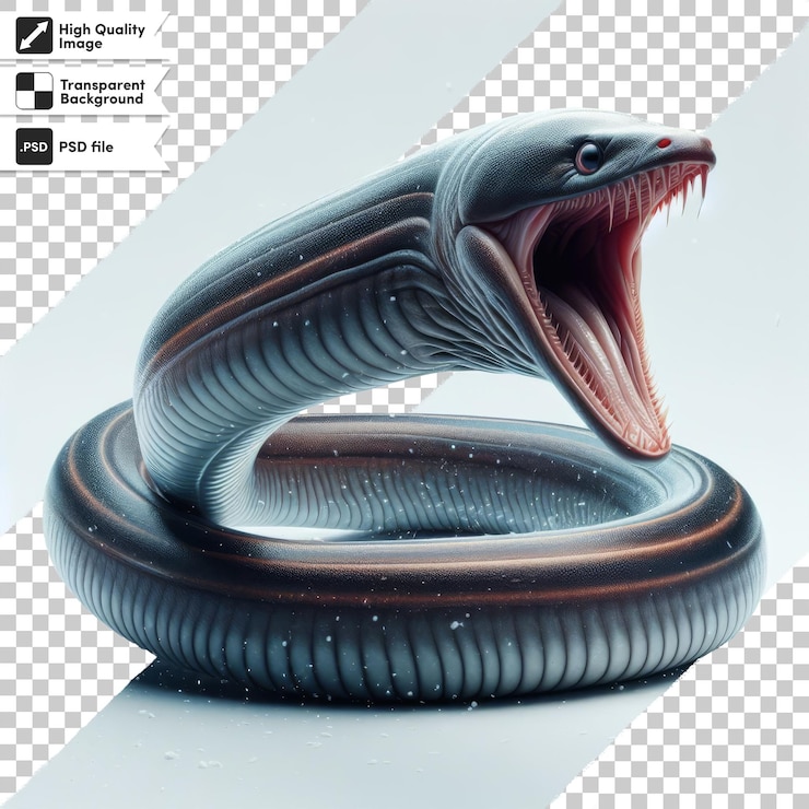 PSD a snake with a black head and a black head that sayssnakeon it