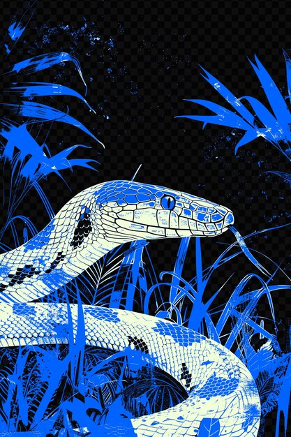 PSD a snake with blue eyes sits in the grass