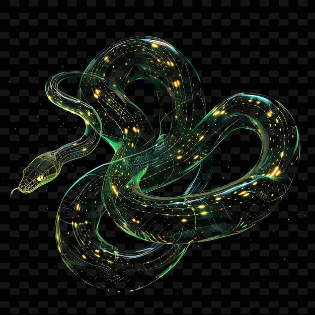 PSD un serpente con un corpo verde e uno sfondo nero