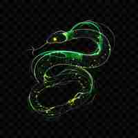 PSD a snake with green and yellow lights on a black background