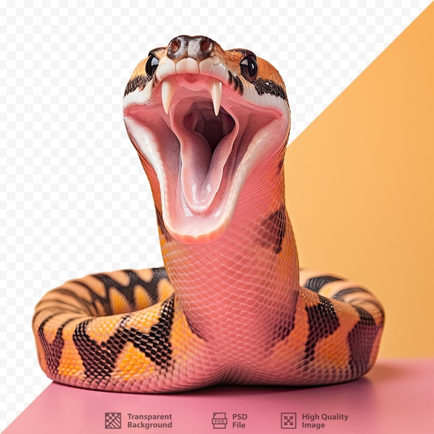 PSD a snake with its mouth open and the word's name is on the bottom right