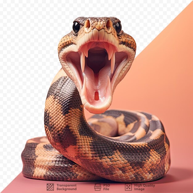 A snake with its mouth open and the word snake in the middle.