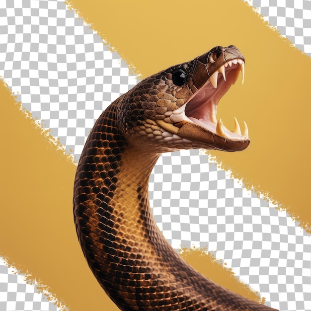 PSD a snake with its mouth open and a yellow background with a cheetah on the top.