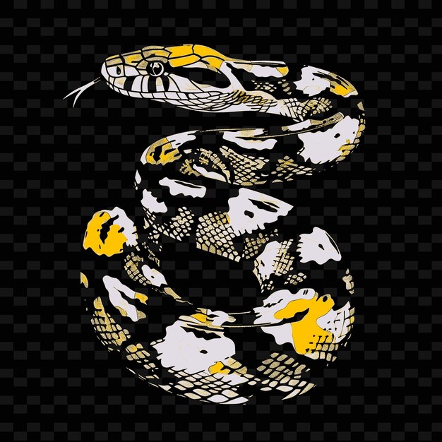 PSD a snake with a yellow head and white stripes