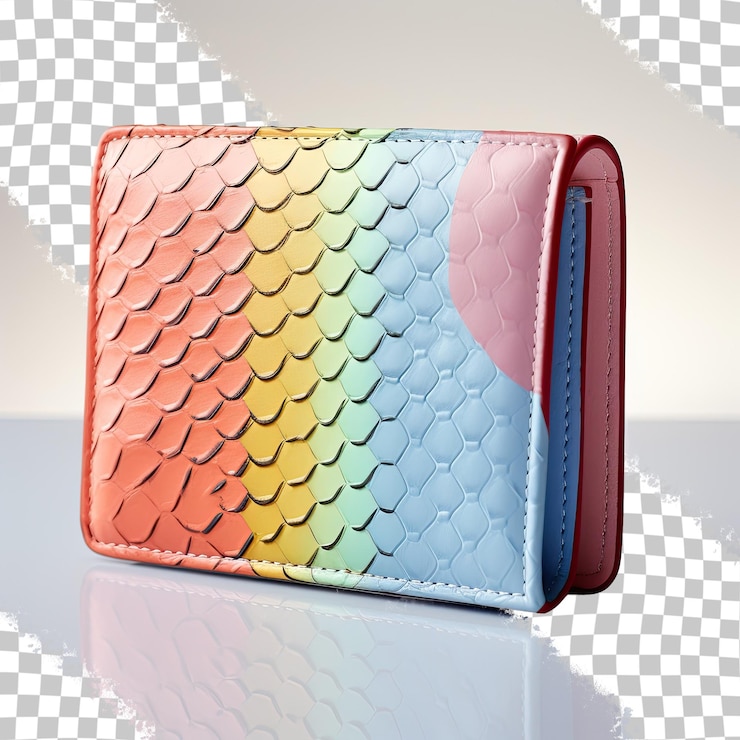 PSD snakeskin wallet purse for fashion isolated on a transparent background
