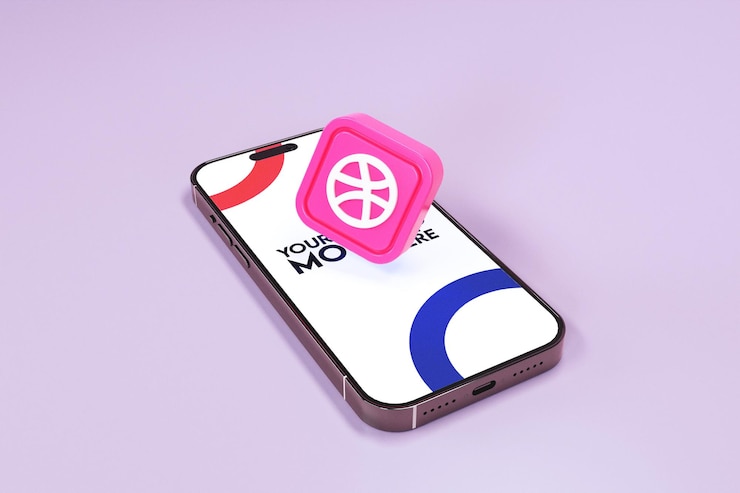 PSD snapchat 3d social media icon with phone 15 mockup template with editable text 3d rendered