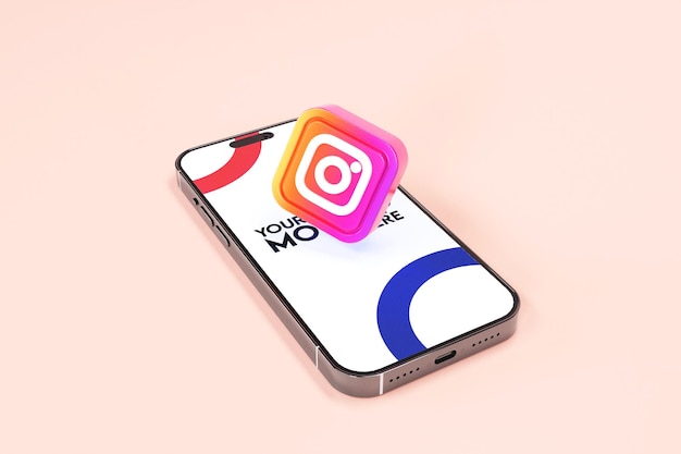 Snapchat 3d Social media Icon with phone 15 mockup template with editable text 3d rendered