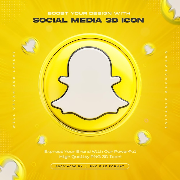 Logo snapchat icon isolato rendering 3d illustrazione