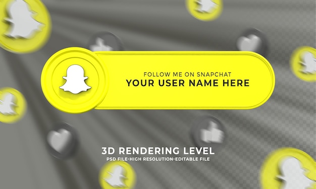PSD snapchat nazwa użytkownika renderowanie 3d baner dolnych trzecich
