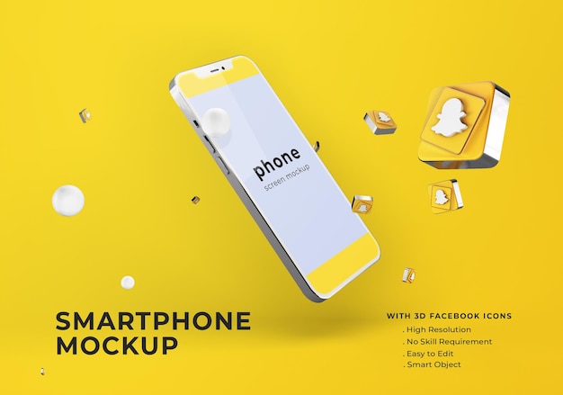 PSD snapchat on silver mobile phone mockup