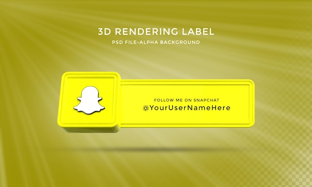 Snapchat user name 3d rendering lower thirds banner