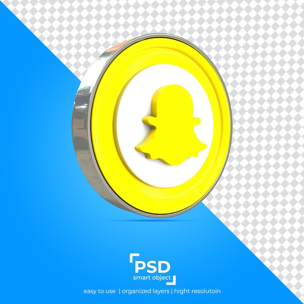 Snapchat z widokiem z lewej strony przezroczystości tła i konturu metalu
