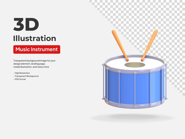 Snaredrum pictogram 3D-muziek instrument illustratie render