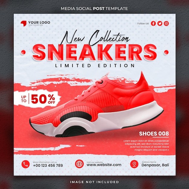 Sneaker Shoe Red Media Społecznościowy Szablon Postu