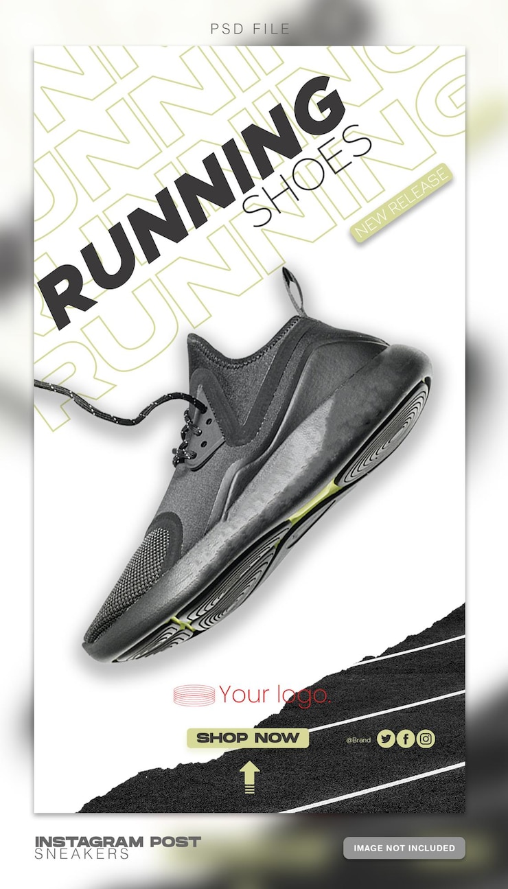 PSD sneaker shoes sale instagram story and post template for social media design premium psd