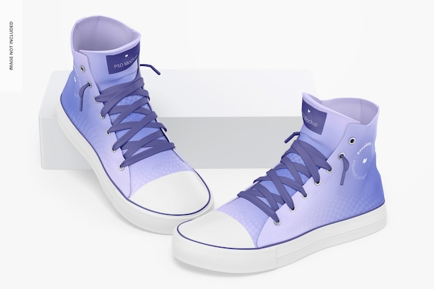 Mockup di scarpe da ginnastica, appoggiato