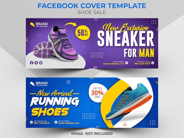 Sneakers schoenen exclusieve Facebook-omslag en webbannersjabloon