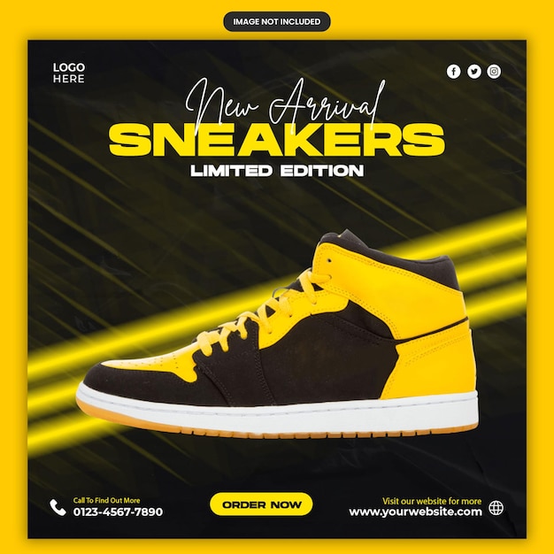 Sneakers shoes exclusive social media instagram post web banner template