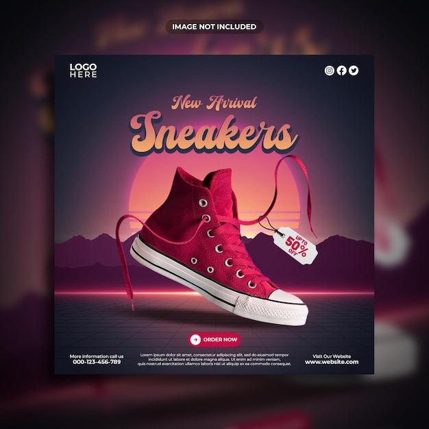 Sneakers shoes social media post template