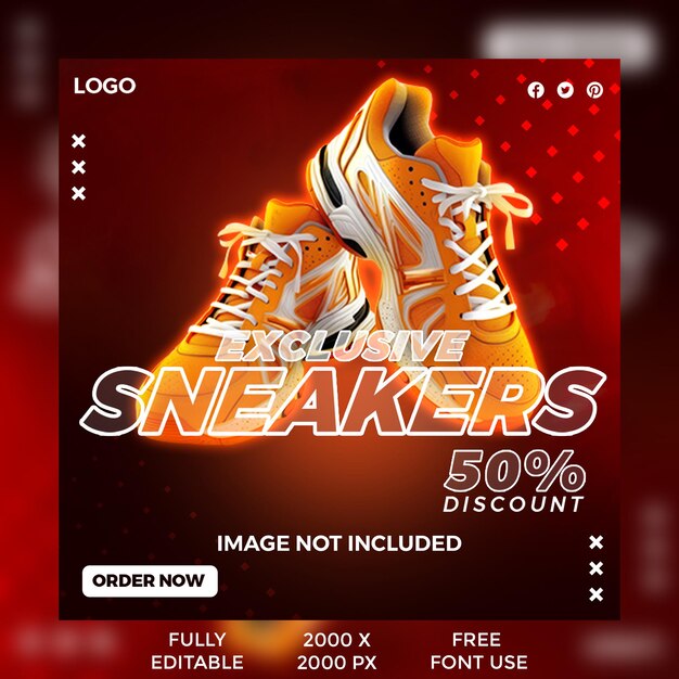 PSD sneakers social media post template design