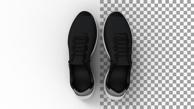 PSD sneakers top view with shadow 3d render