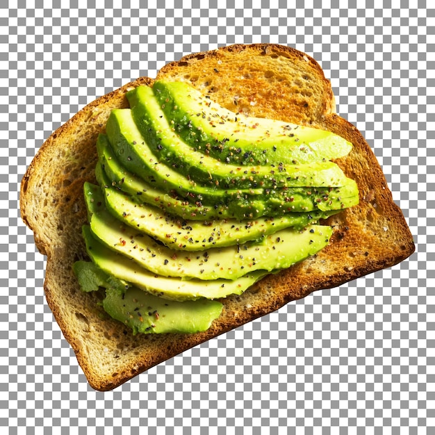 Sneetje toast met avocado op transparante achtergrond