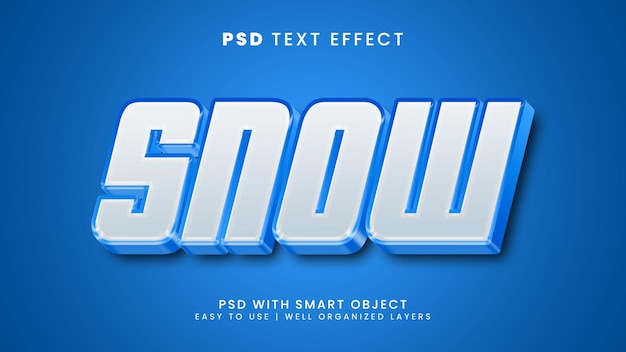 Sneeuw bewerkbaar 3D-teksteffect sjabloonontwerp