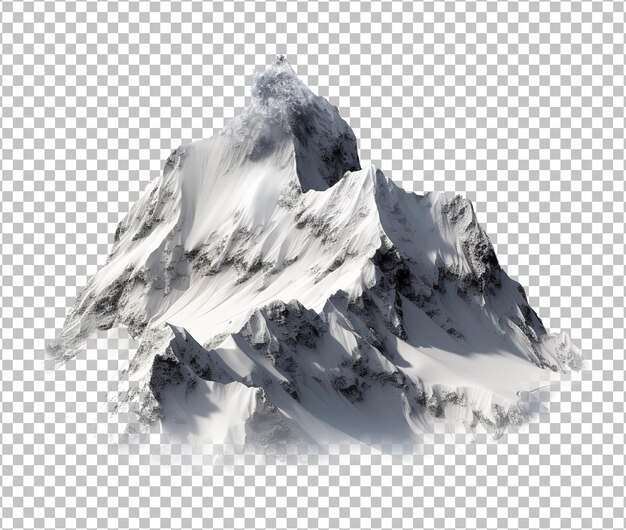 Sneeuwberg geïsoleerd op witte achtergrond 3D illustratie ijs gletsjer berg op png achtergrond.