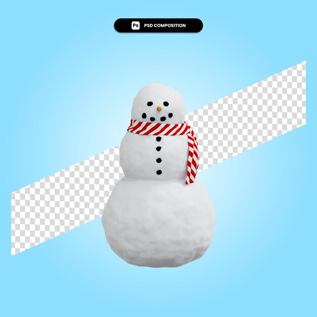 Sneeuwpop kerst 3d render illustratie geïsoleerd