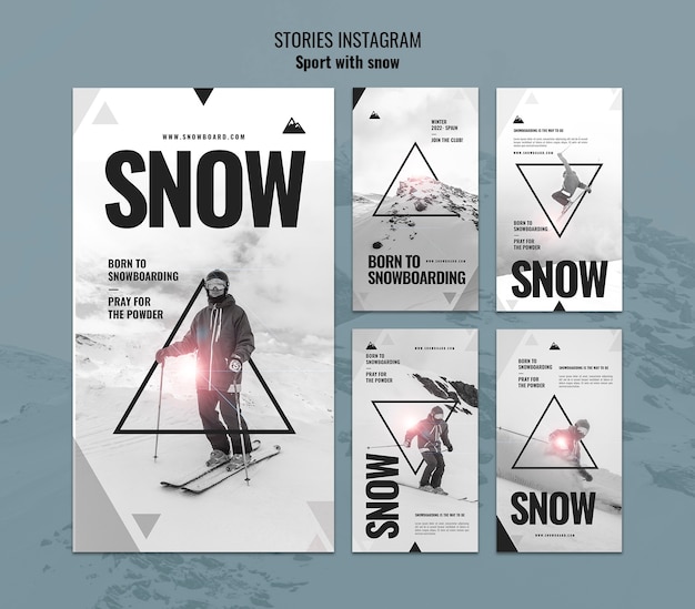 Sneeuwsportontwerp van instagramverhalen