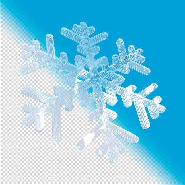 Sneeuwvlok gemaakt van ijs 3d-rendering geïsoleerd