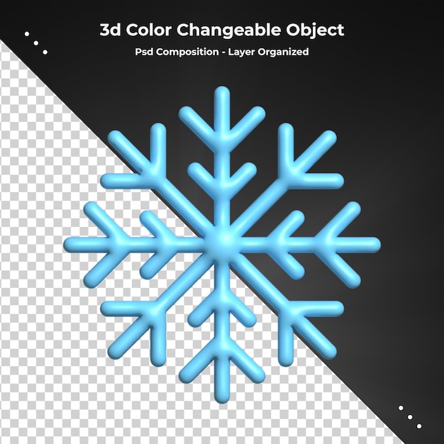 Sneeuwvlokken 3d-rendering realistische kerstversieringen voor psd-compositie
