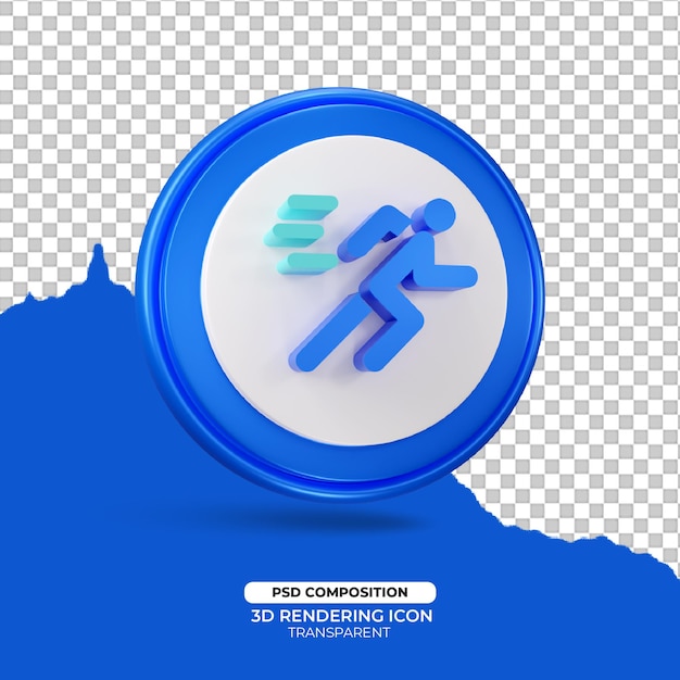 PSD snel rennen 3d render pictogram teken