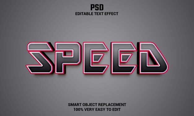 Snelheid 3d bewerkbaar teksteffect met achtergrond premium psd