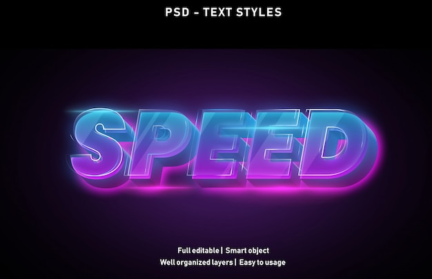 PSD snelheid teksteffecten stijl bewerkbare psd