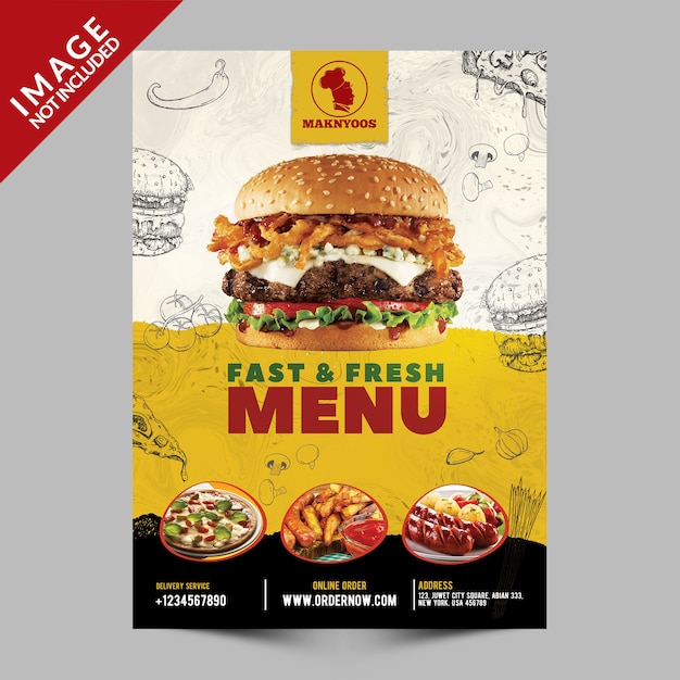 Snelle en frisse menu promotie folder