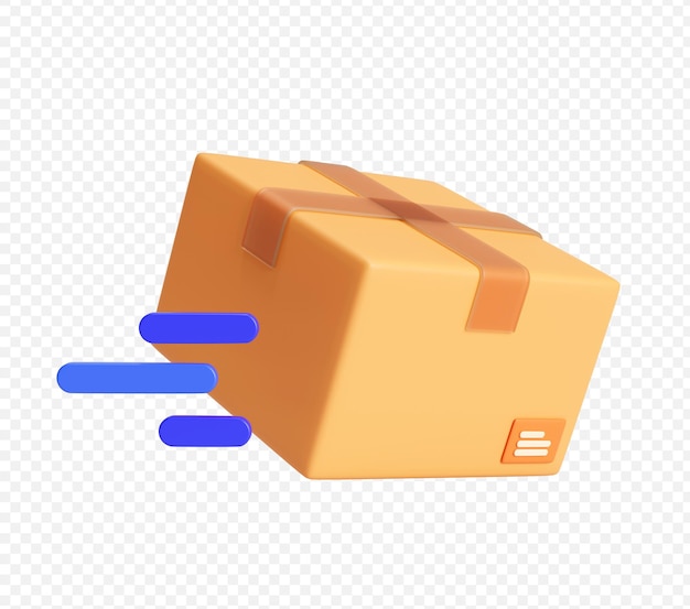 Snelle levering met Parcel box 3d illustratie achtergrond