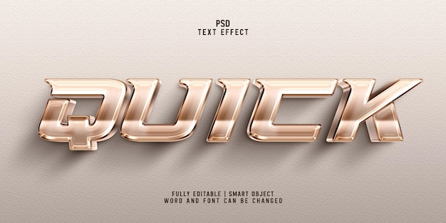 PSD snelle tekst 3d gouden metalen teksteffectstijl