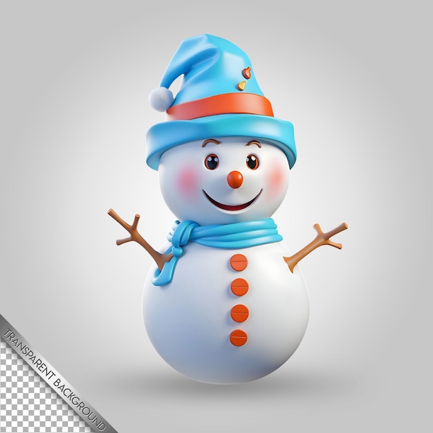 PSD Śnieżak z niebieskim kapeluszem i pomarańczowym i niebieskim