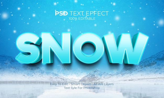 PSD Śnieżny efekt tekstowy 3d