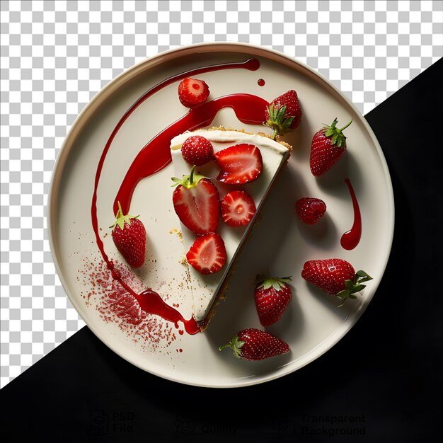 Snij de taart in een bord op een doorzichtige achtergrond.