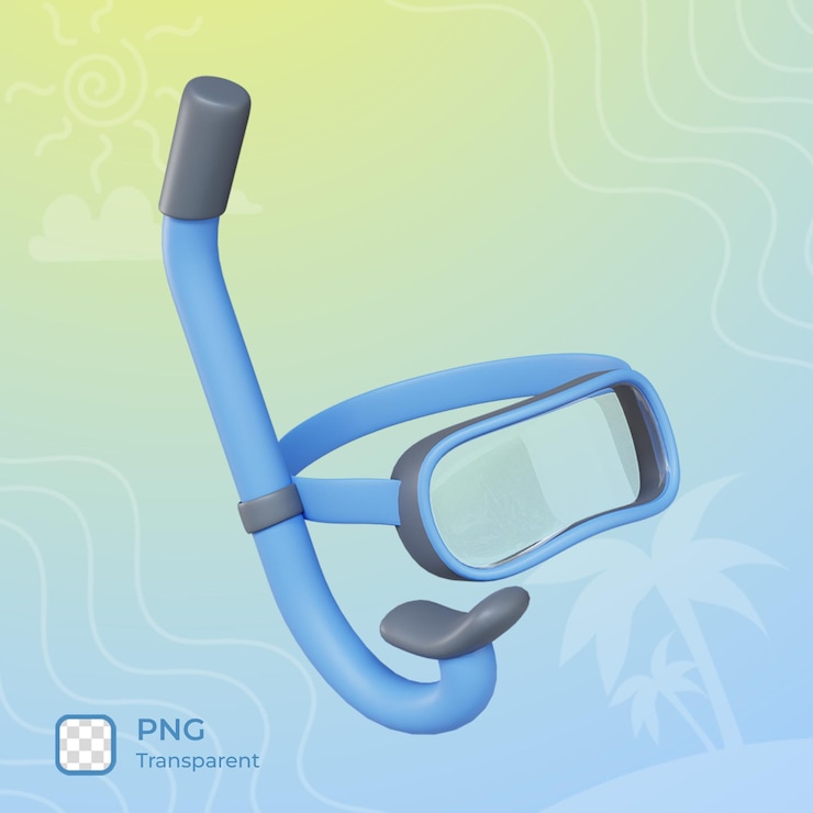 PSD snorkel 3d illustration render icon summer theme object