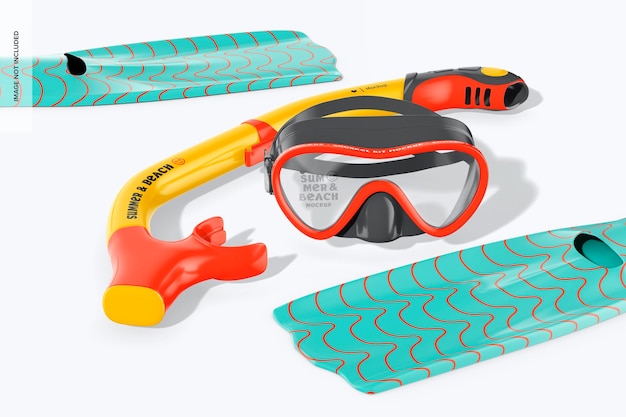 PSD mockup del kit per lo snorkeling