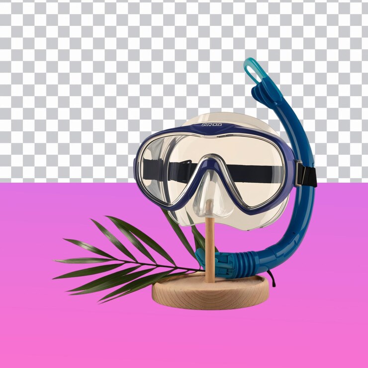 PSD snorkeling gear on display isolated