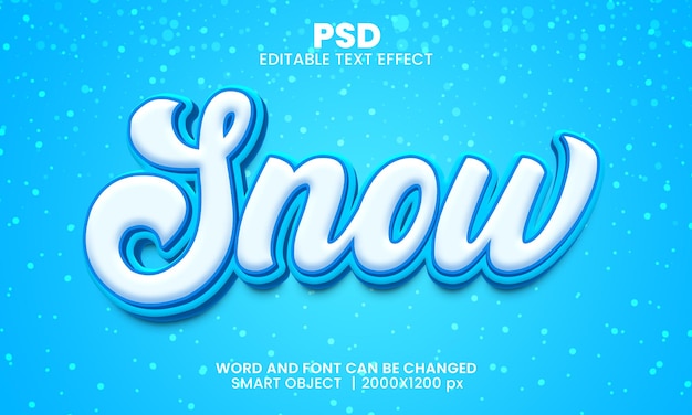 Snow 3d editable photoshop text effect style with background