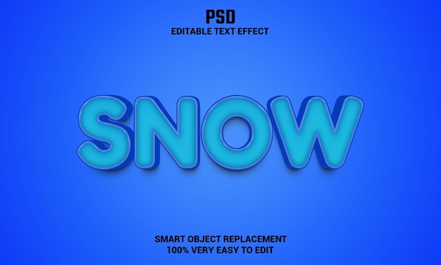 Snow 3d editable text effect with background premium psd