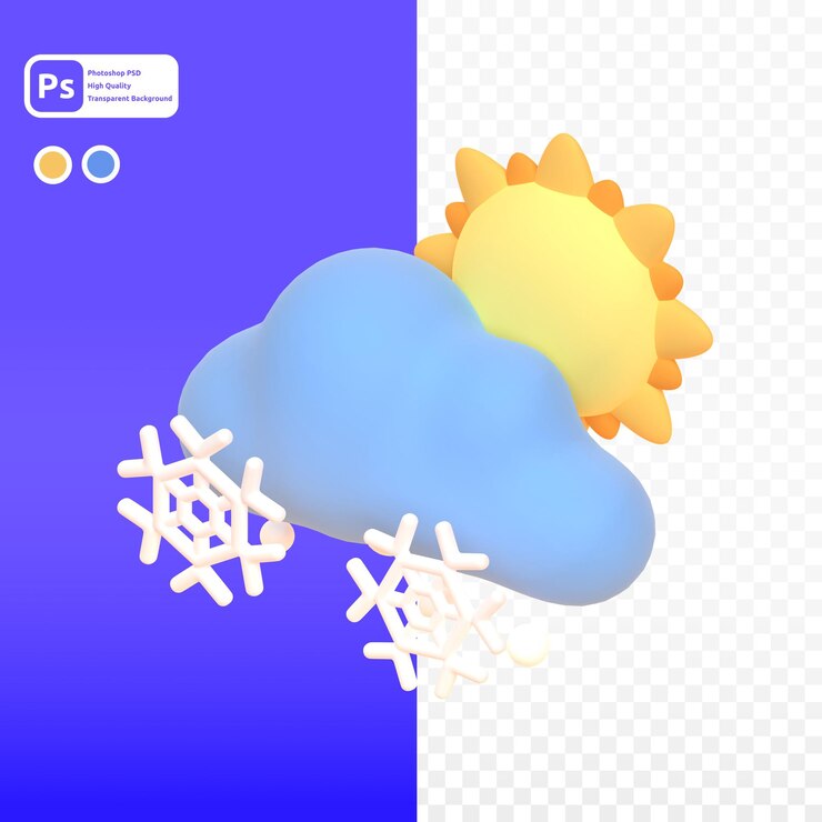 PSD グラフィックアセットのwebプレゼンテーションまたはその他の3dレンダリングで雪が降る
