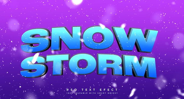 PSD snow 3d text effect in blue